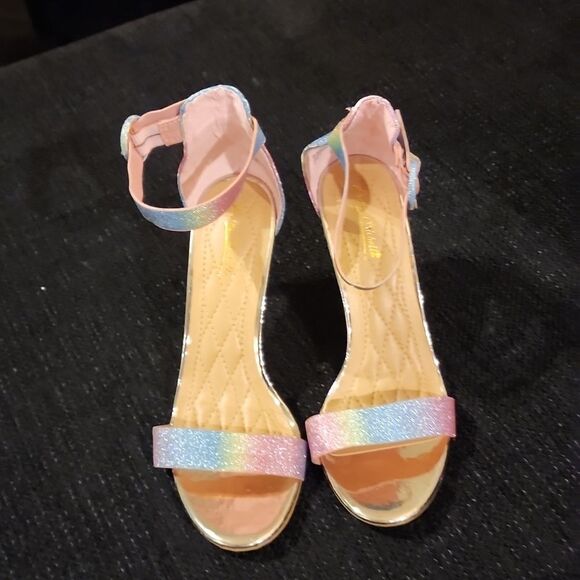 Anne Michelle Ankle Strap Open-Toe Multi Color Platform Heels - Picture 4 of 7